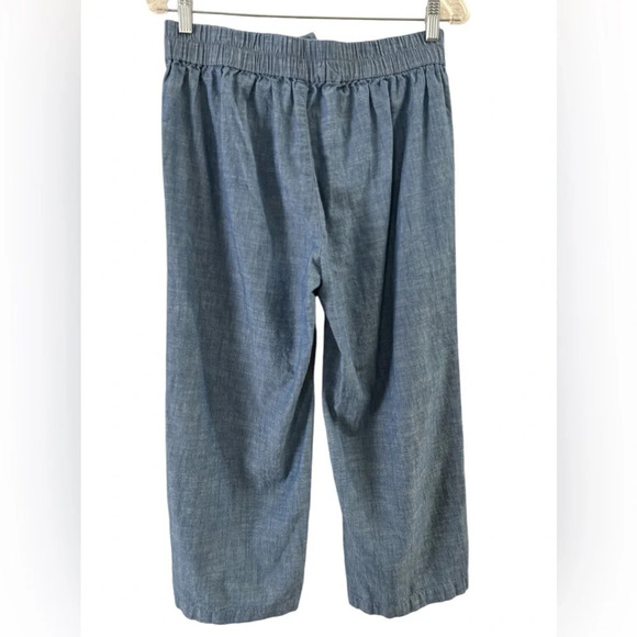 Jcrew blue denim wide leg crop capri pants with tie - Picture 4 of 4